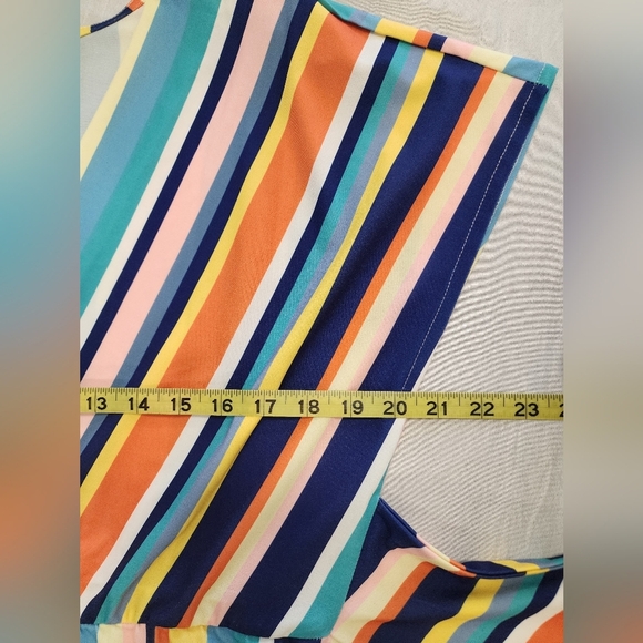 Eloquii Women's Vibrant Multicolor Striped Maxi Dress Front Wrap Tie, sz 14 - Picture 5 of 14